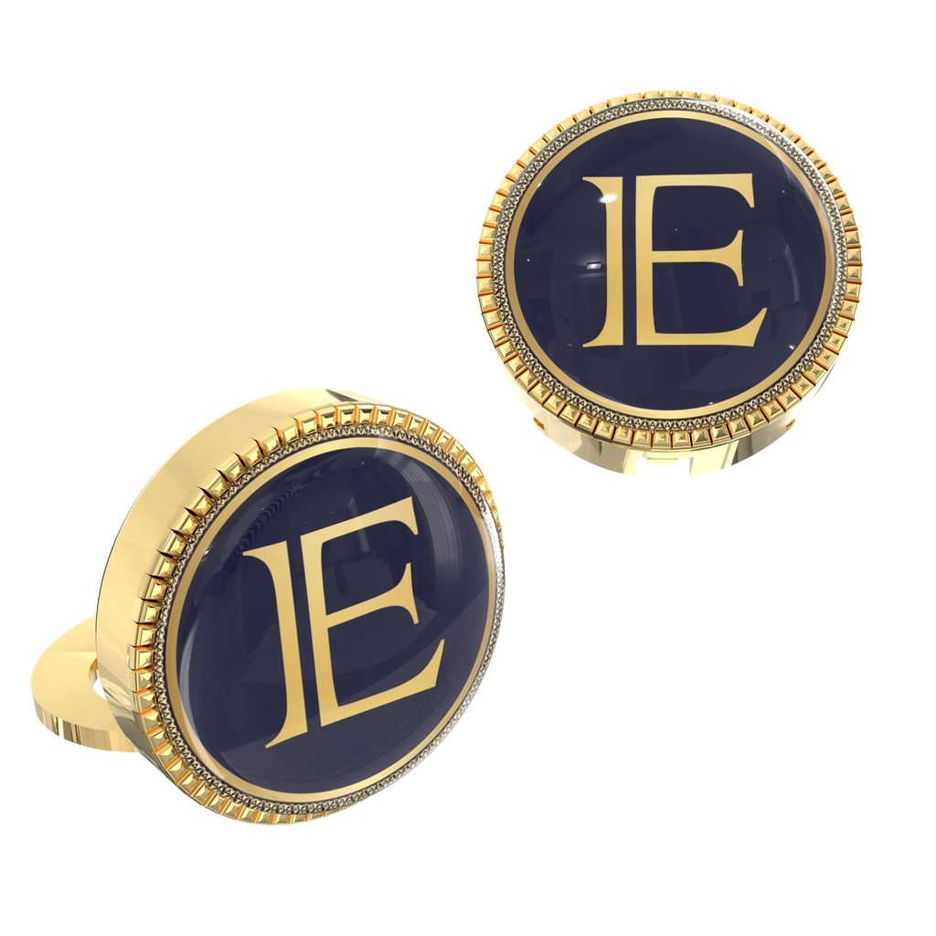 The Smart Buttons - Gold Colour Plated Shirt Button Cover Cufflinks for Men - Personalized Initials - E view 2