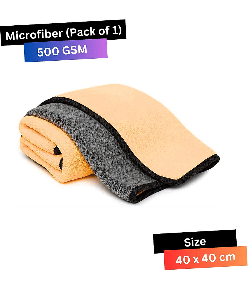 KLEANSHINE Orange 500 GSM Microfiber Cloth For Automobile ( Pack of 1 )