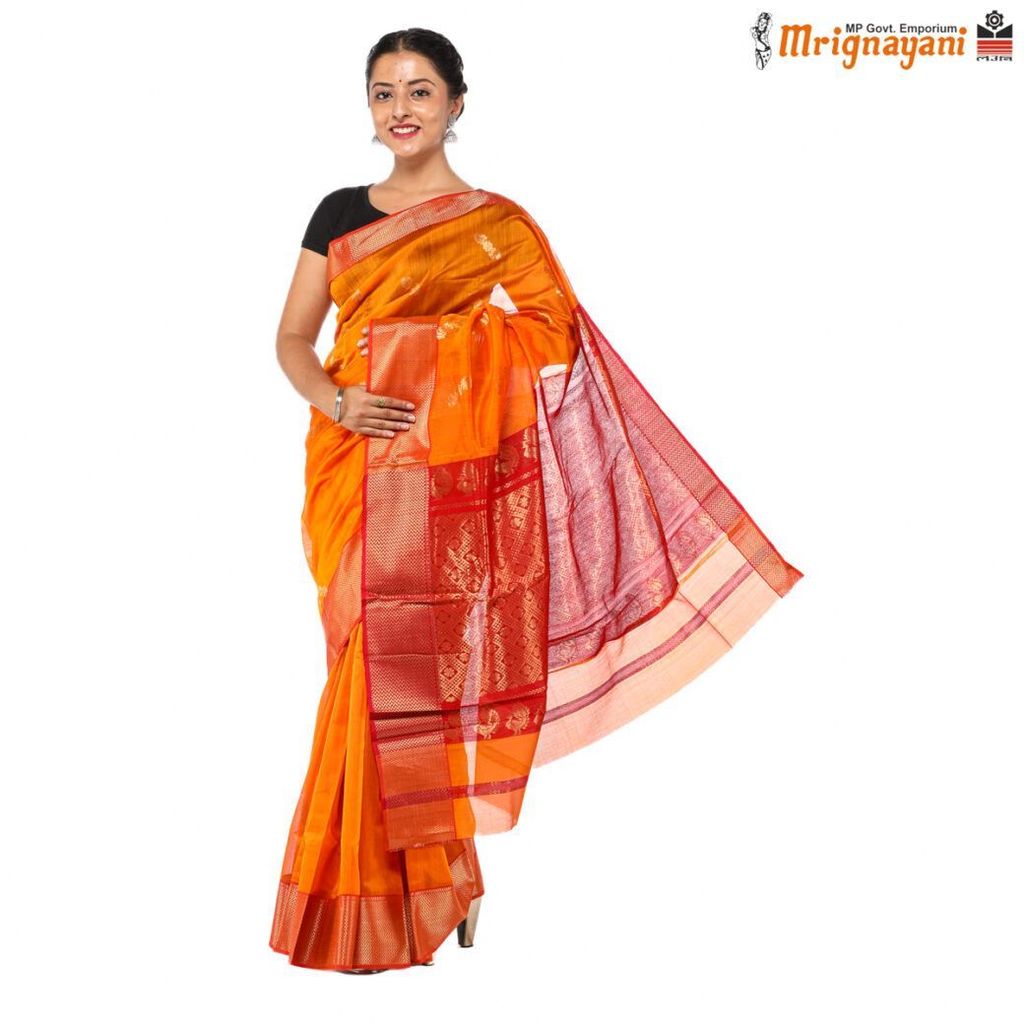 HANDLOOM MAHESHWARI SILK SAREE WITH BLOUSE (SKU - 3S0107180522, SAREE - 1265) view 2