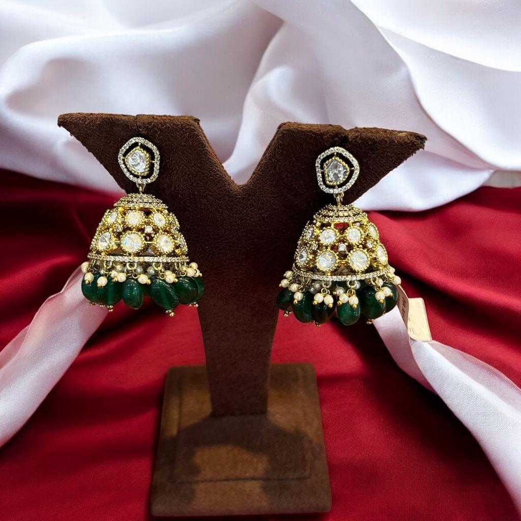 Kundan Meenakari Jhumkas By Dia Art Jewels view 2