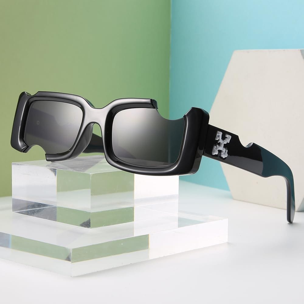Eyenaks Funky Street Wear Rectangular Sunglasses For Men And Women With UV400 Protection In Black Color Pack Of 1 view 2