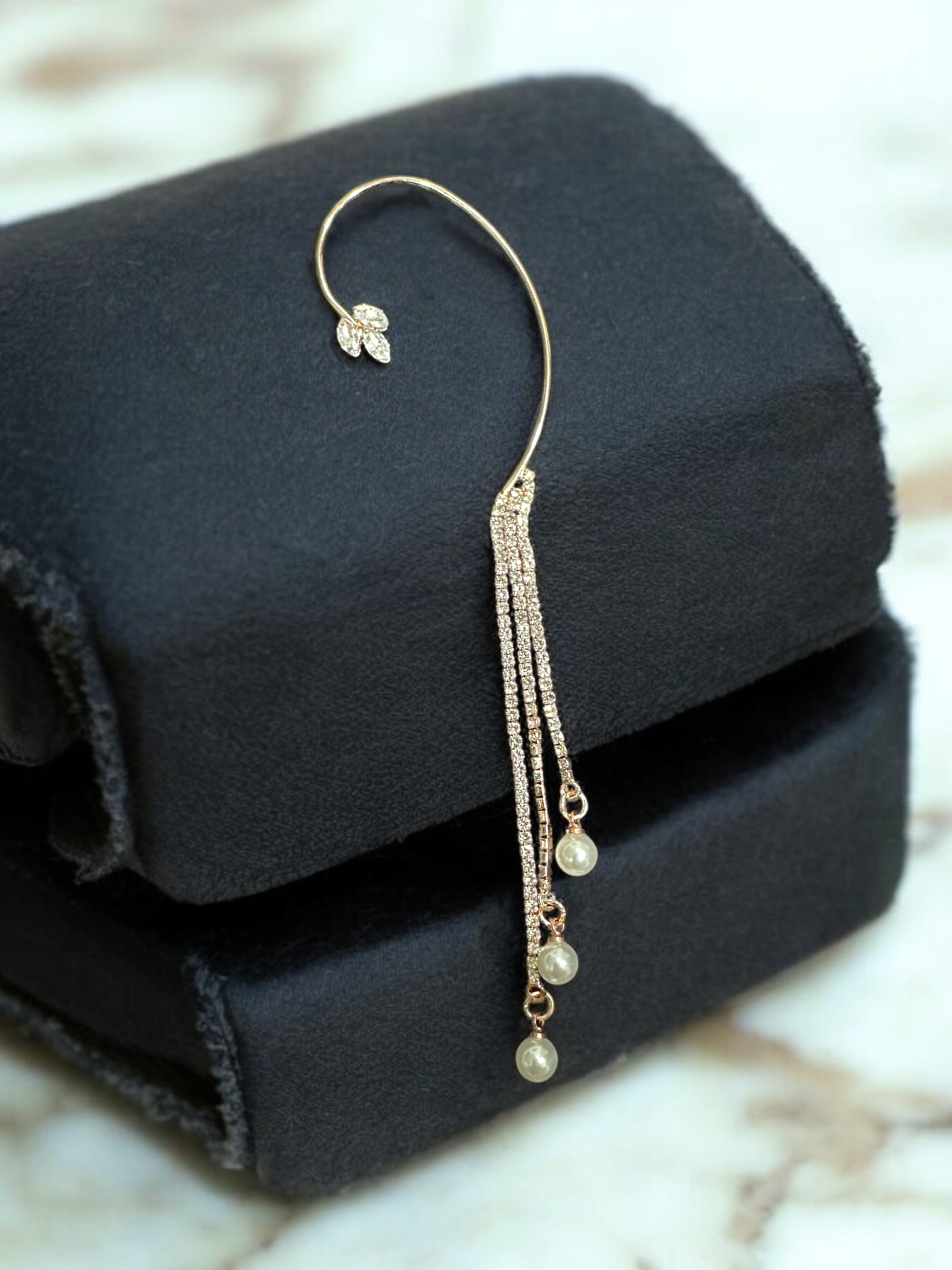 Blush Bloom Ear Cuff - Pearl Tassle - By Dia Art Jewels view 2