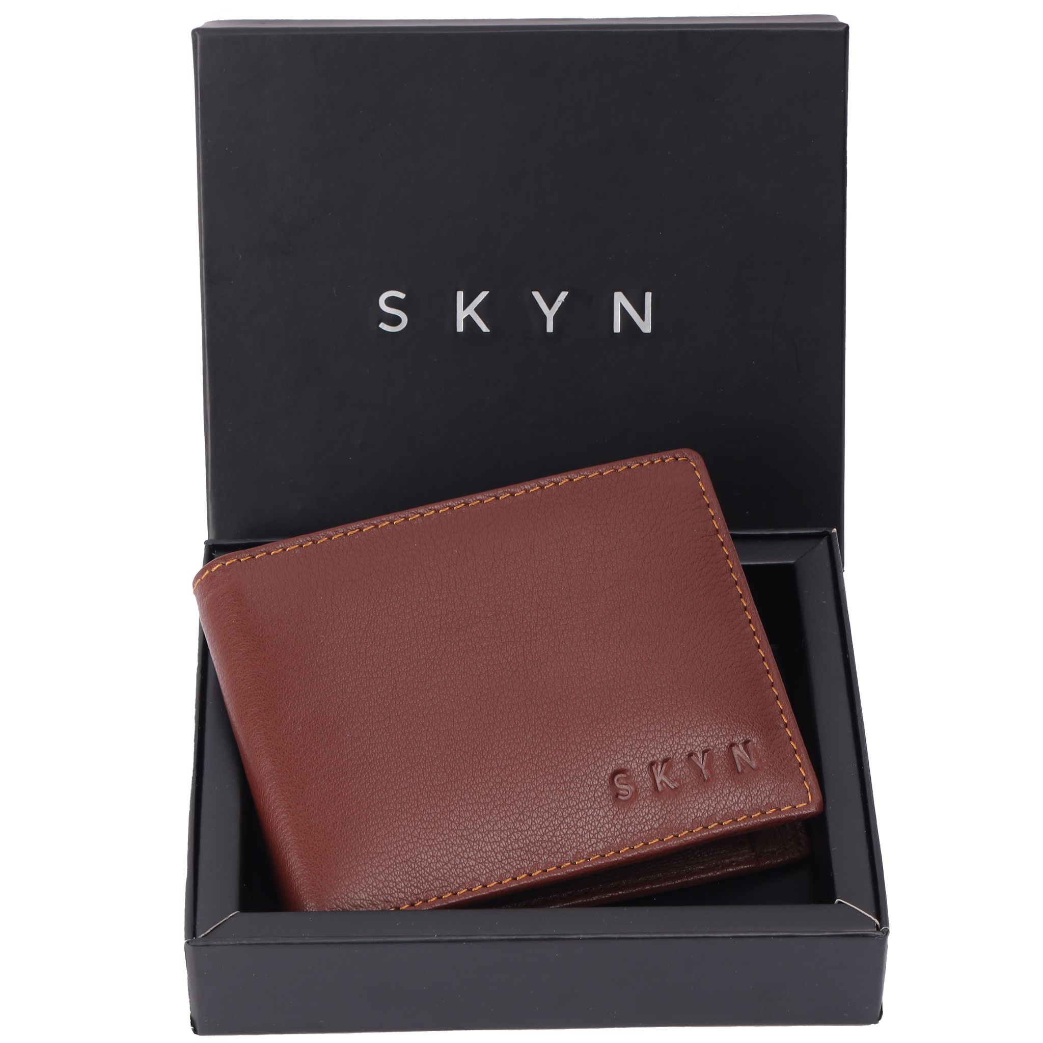 SKYN Genuine Leather Wallet for Men – Slim Minimalist Bifold RFID Blocking Wallet with Multiple Card Slots, Cash Compartment & Gift Box