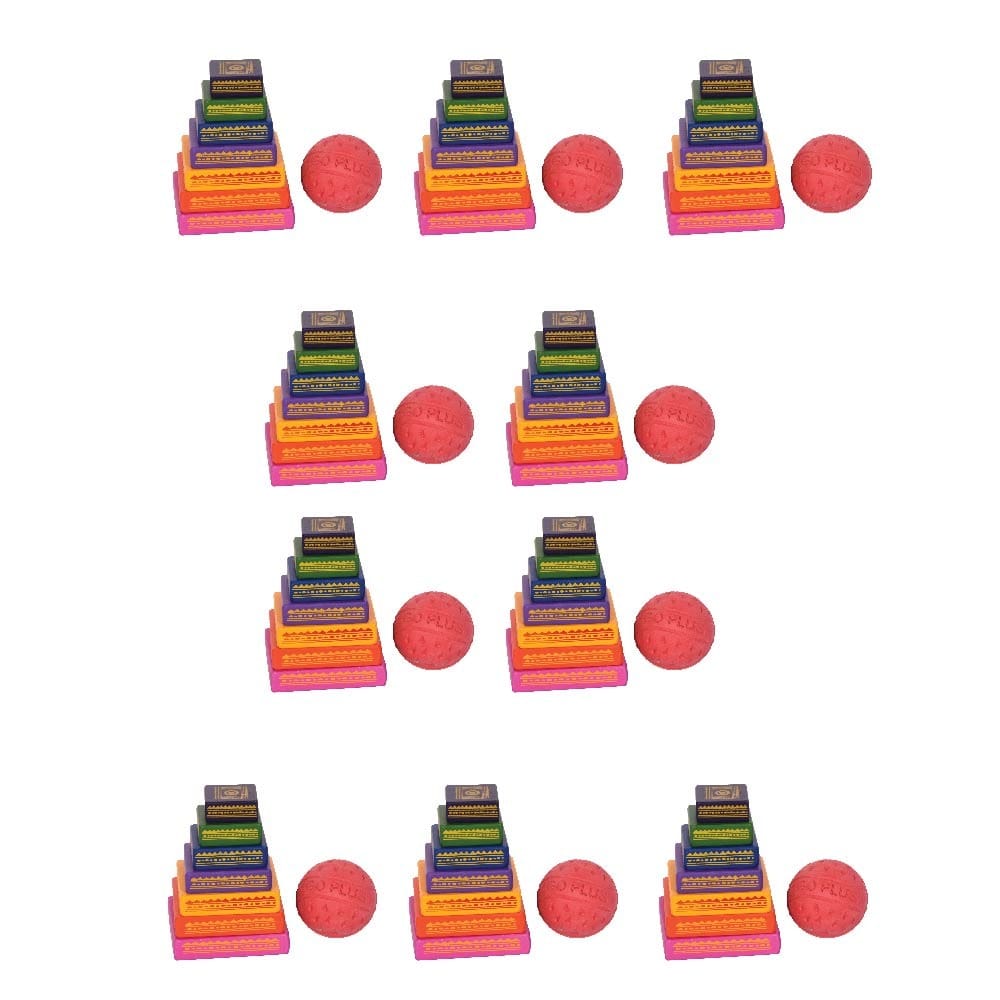 Desi Toys Lagori Pitthu Game | Handcrafted Seven Stones with a Ball | Multicolor | Traditional Indian Sitoliya | Classical & Nostalgic | Outdoor Games| for 8 Years & up (Pack of 10) view 2