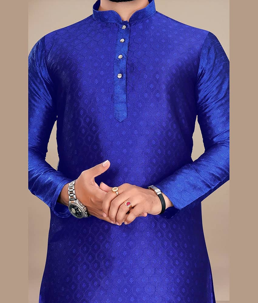 YUG ART Yellow Silk Men's Regular Kurta ( Pack of 1 ) view 2