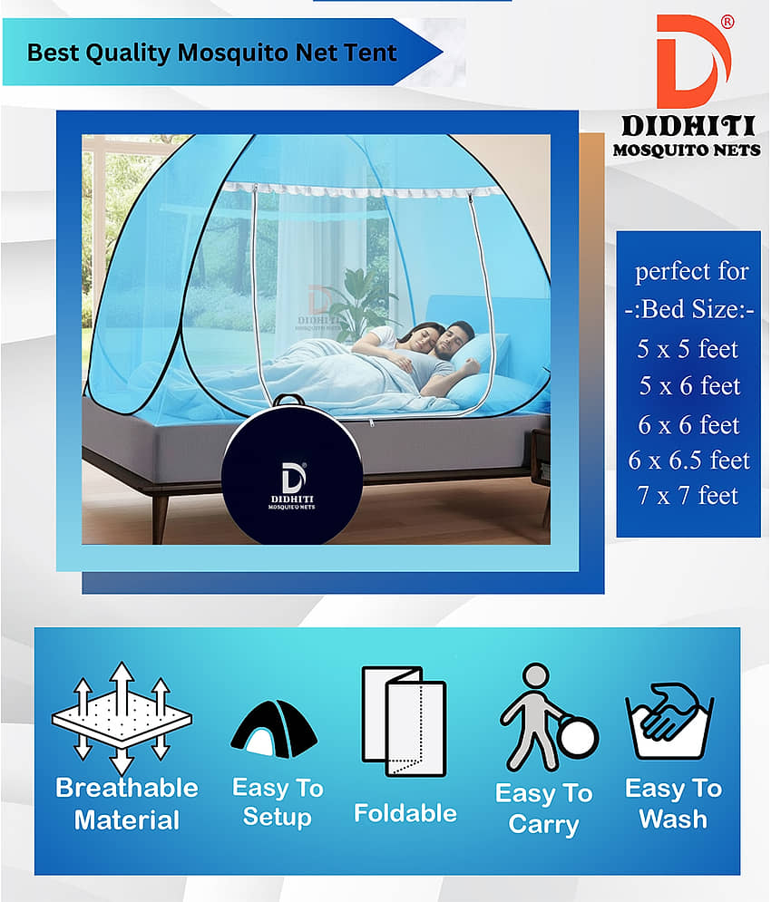 didhiti - Purple Polycotton Foldable Mosquito Net ( Pack of 1 ) view 2