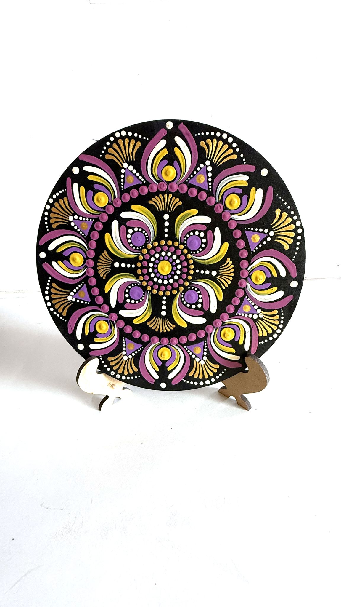 Handcrafted Dot Mandala Wall Decor Plate – Wooden Mandala Art for Home Decor & Gifting view 2