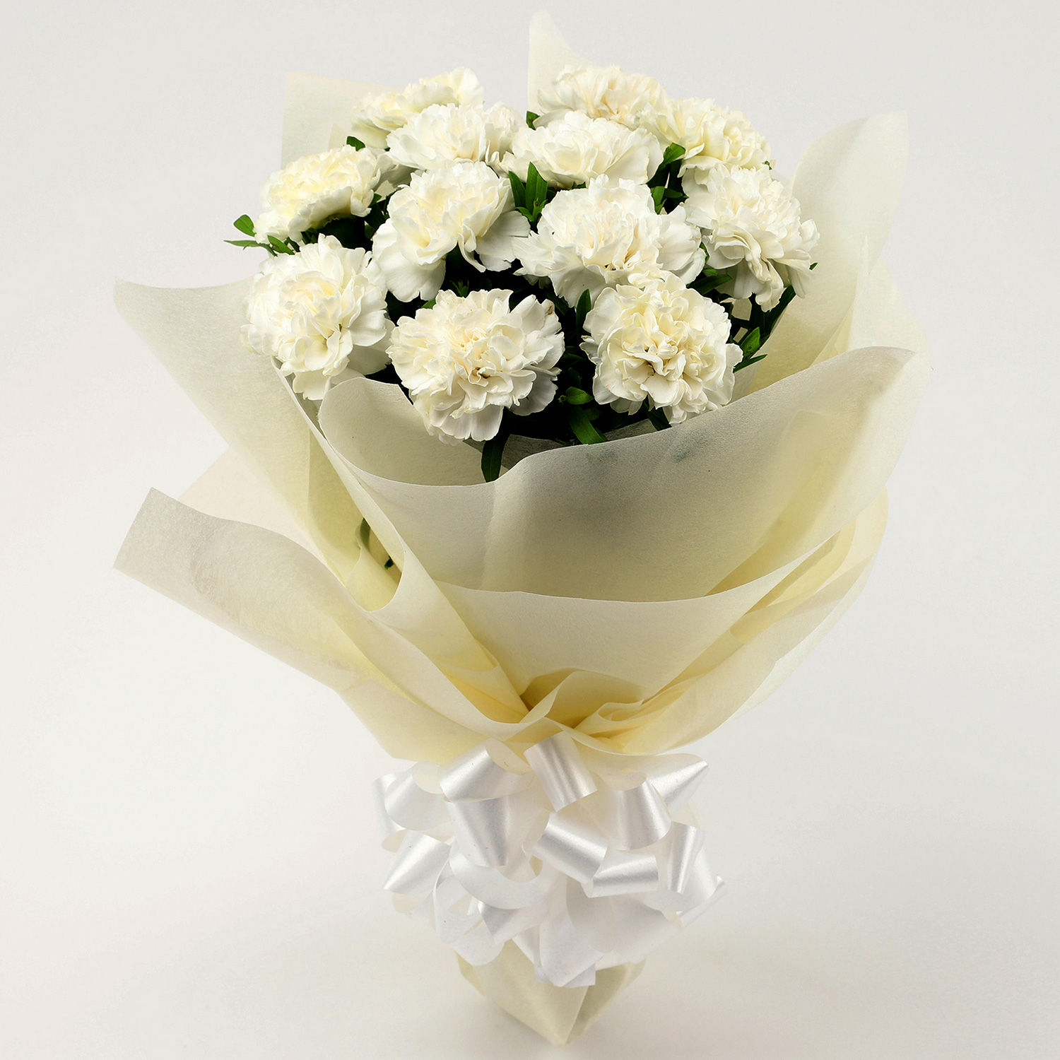 12 White Carnations Bouquet Medium view 2