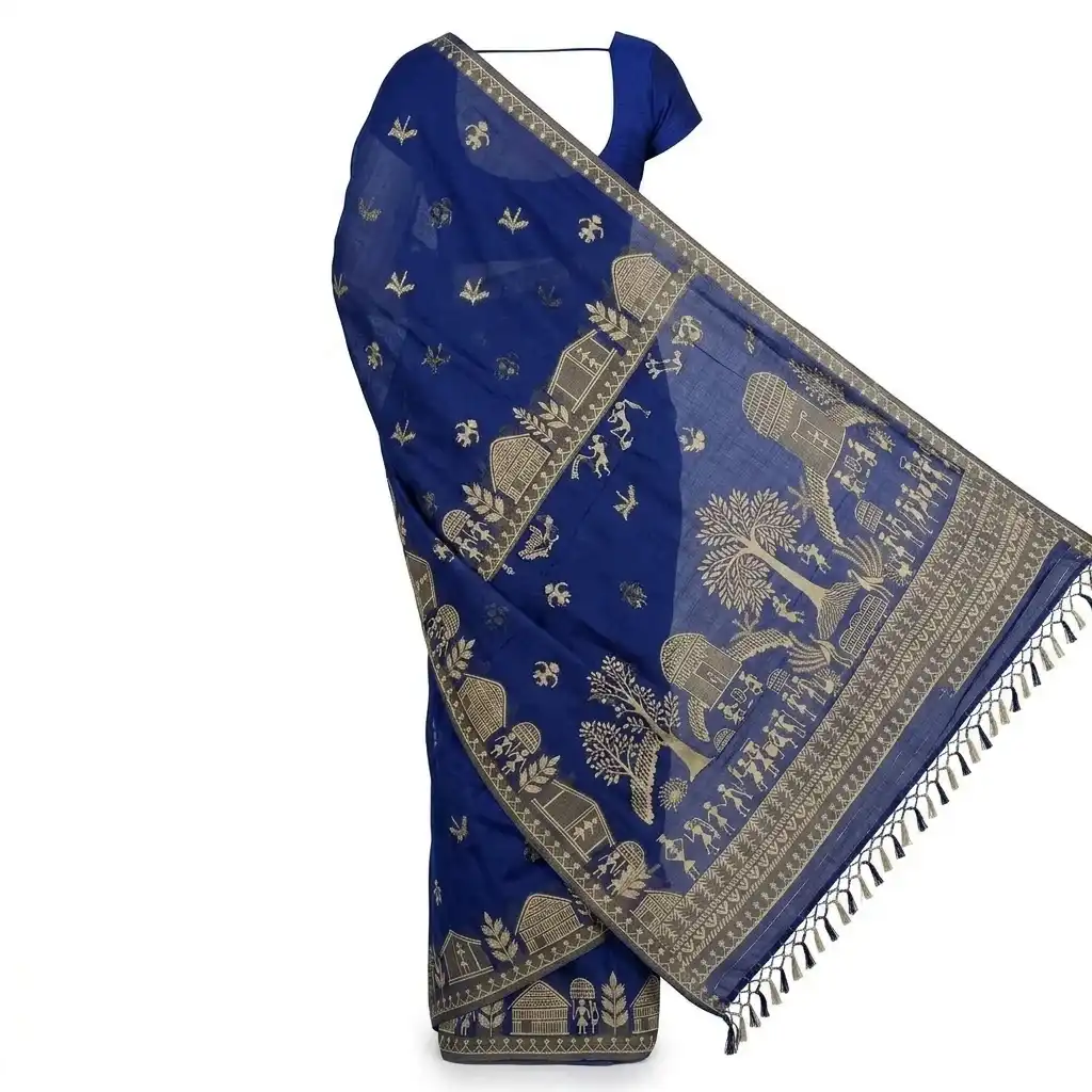 Tussar Cotton Sambalpuri Handmade Saree 1 view 2