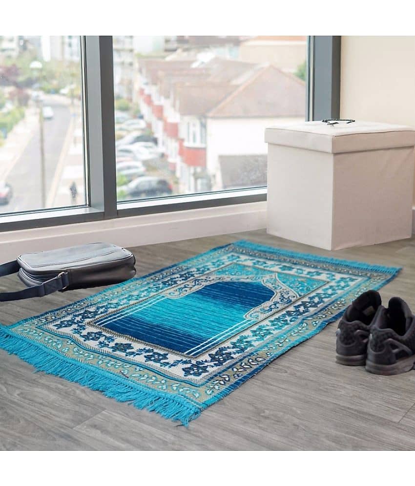 FURNISHING HUT Aqua Single Anti-skid Velvet Prayer Mat ( 110 X 70 cm ) view 2