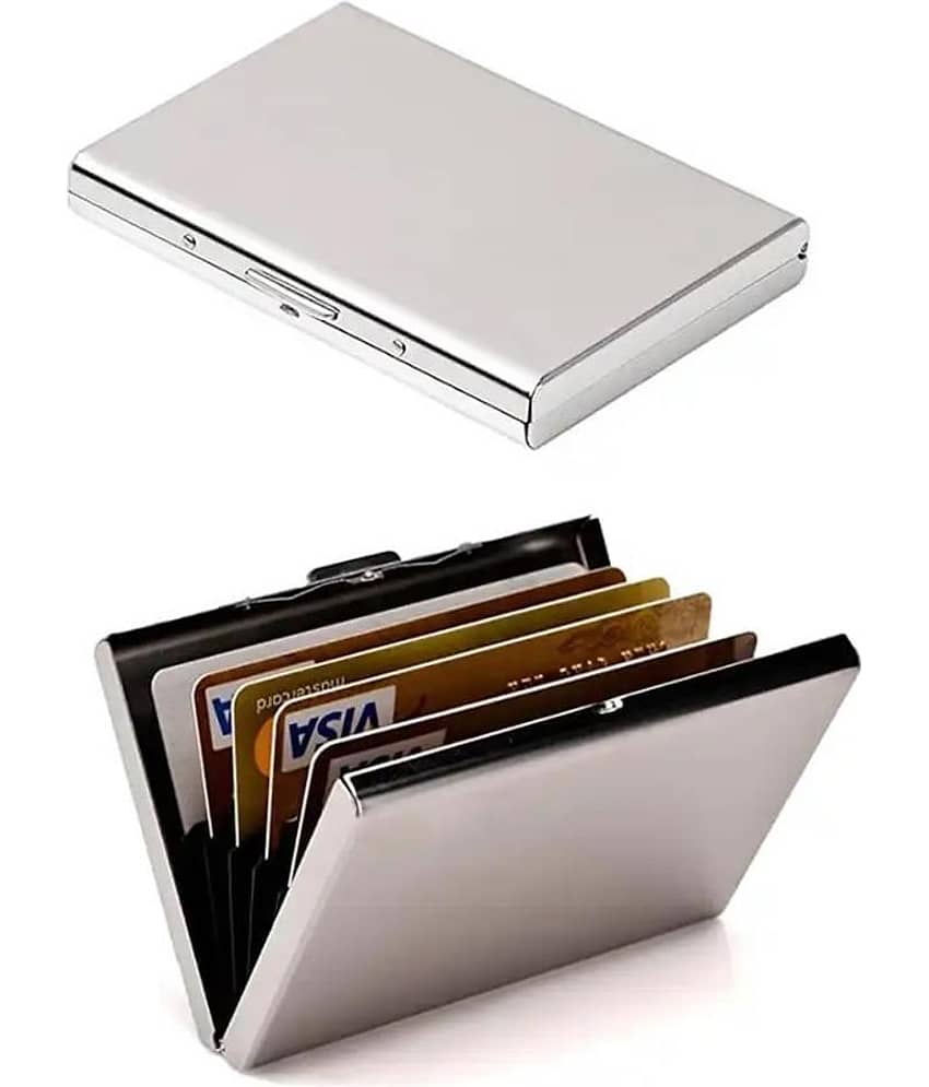 HRFSTAR Metallic Solid Men's Regular Wallet With 6 Slots For Card ( Silver , Pack of 1 ) view 2