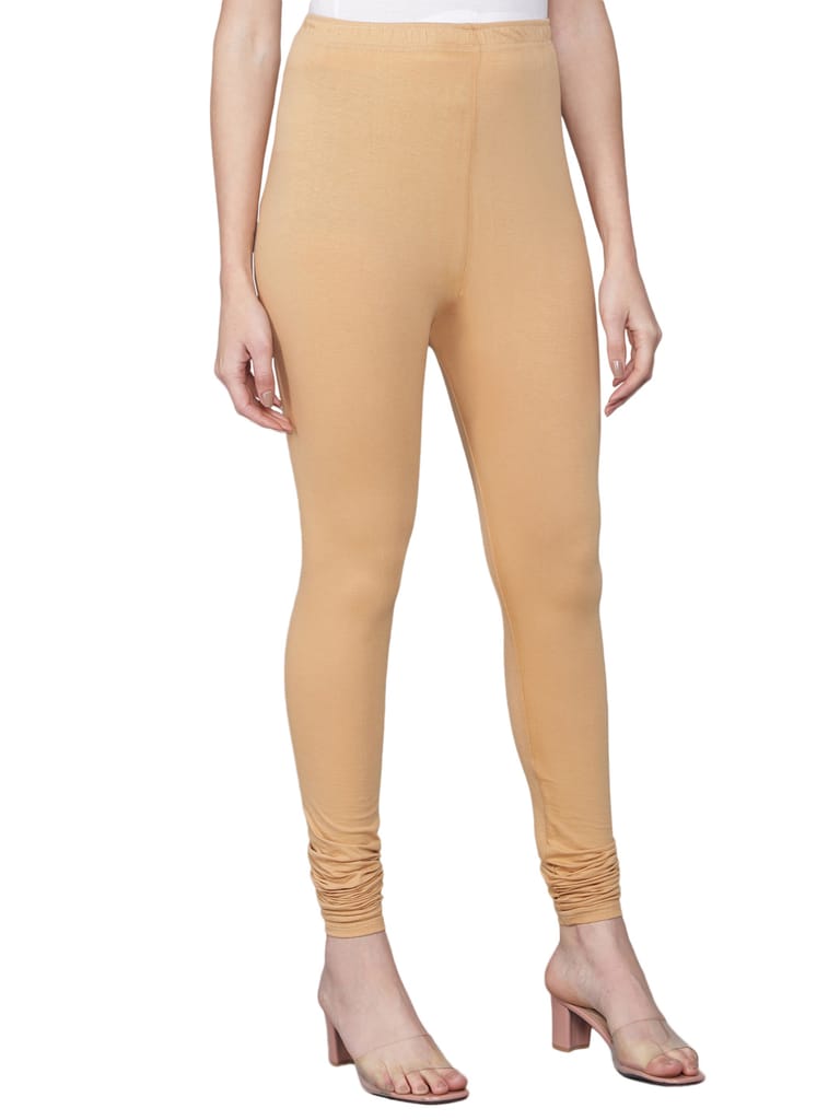 SOFT COLORS Women's Skinny Fit Ethnic Wear Churidar Leggings (Beige) view 2