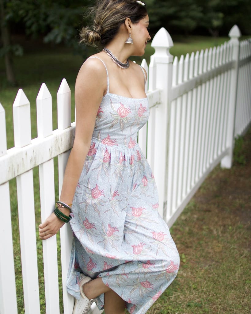 Serene Blue Organic Cotton Comfort dress by Aagaaz Jaipur view 2