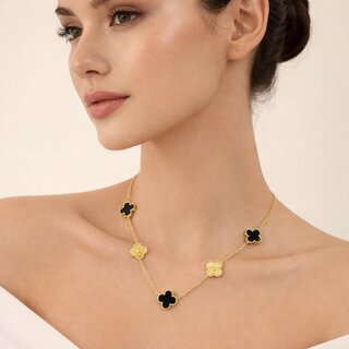 KIMTI Clover Necklce (Golden black) view 2