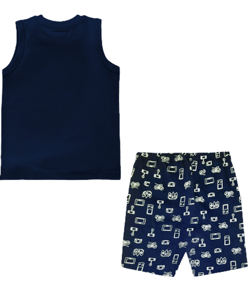 NammaBaby Pack of 1 Boys Cotton T-Shirt & Shorts Set ( Light Grey ) view 2
