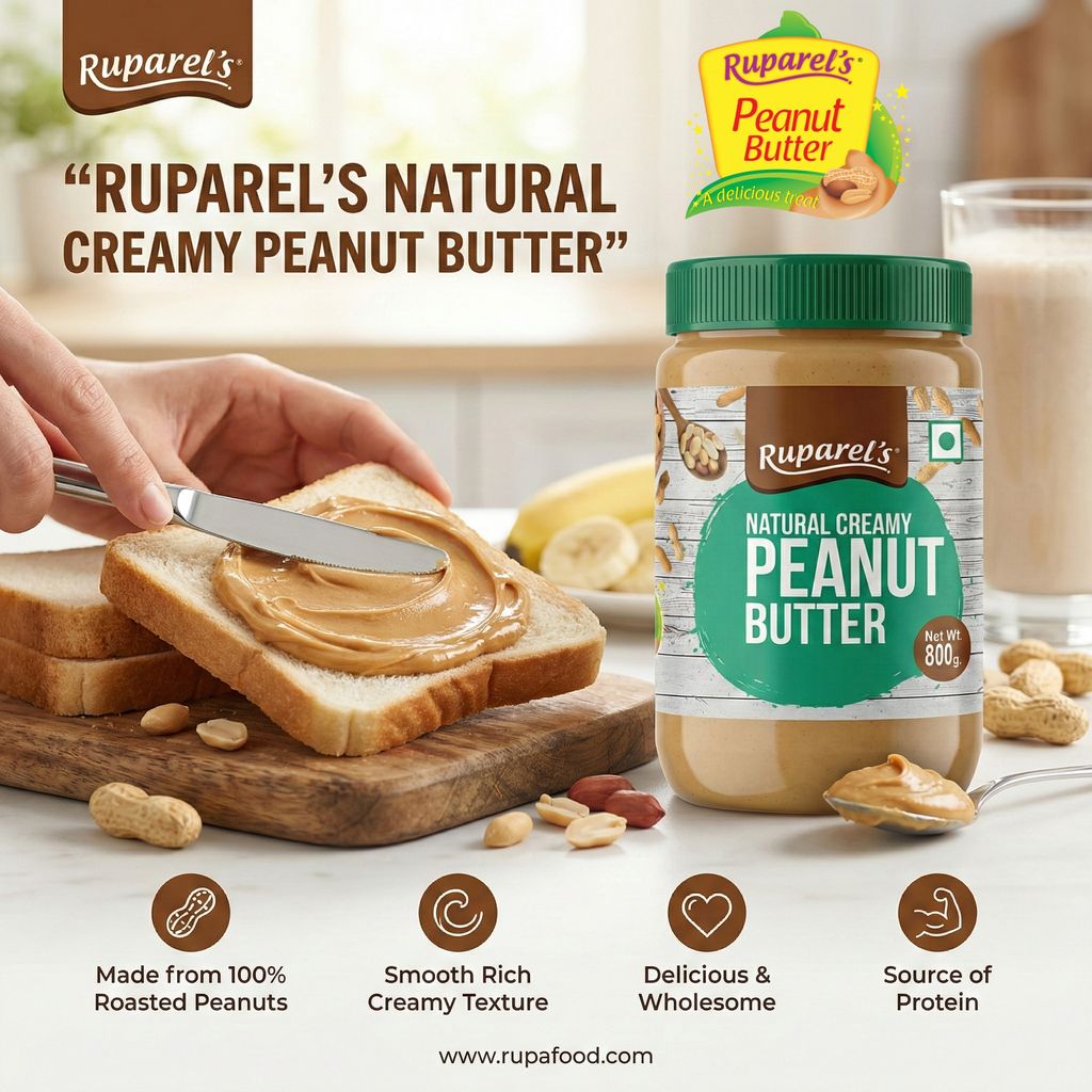 Ruparel’s Natural Creamy Peanut Butter 800g | 100% Roasted Peanuts | Source of Protein | Delicious & Wholesome | Smooth Nut Butter Spread for Bread, Sandwich & Smoothies view 2