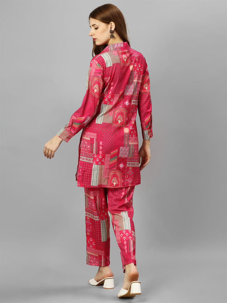 Cotton Mughal Floral Digital Print Summer Coord Set view 2