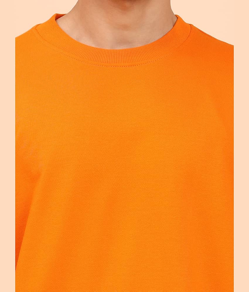ENCIGER Men Cotton Oversized Fit Solid T-Shirt ( Orange ) view 2