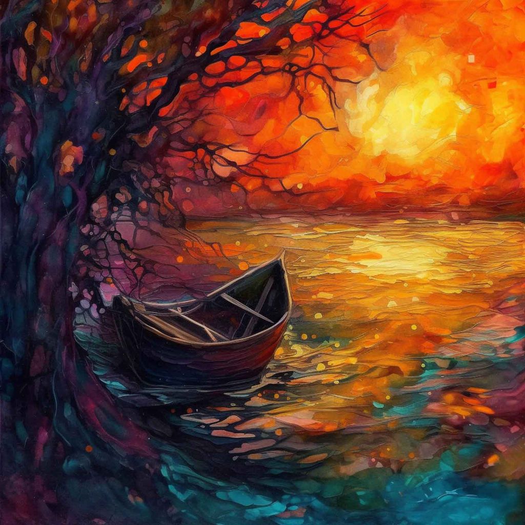 TRANQUIL SUNSET WALLART DECOR 24in X 24in WITH BLACK FRAME view 2