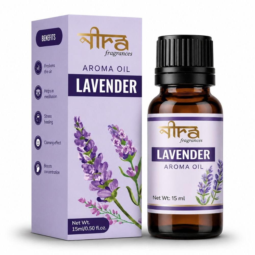 Nira Fragrances Oil | 15 ml | Lavender Aroma Oil for Home Fragrance | Best for Aromatherapy | Helps in Meditation | Used in Diffuser, Candles, Air Fresheners