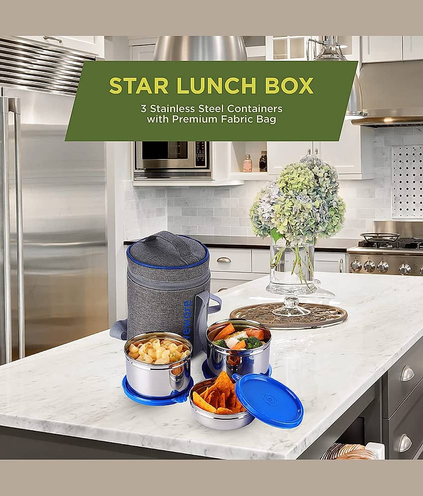 Oliveware Star Stainless Steel Lunch Box 3 Container (Pack of 1) view 2