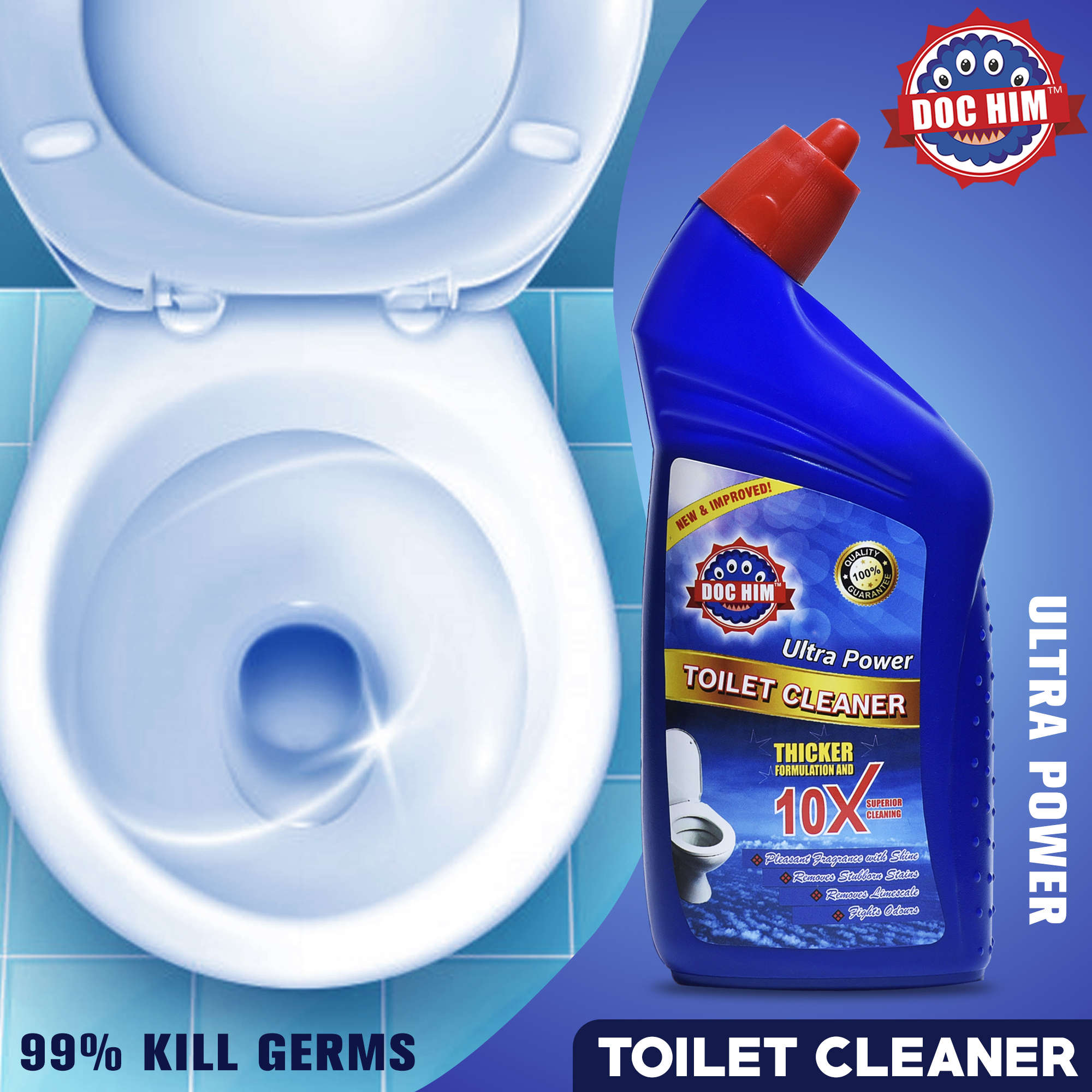 Doc Him Ultra Power Toilet Cleaner Liquid 500 ML | Pack of 9 view 2