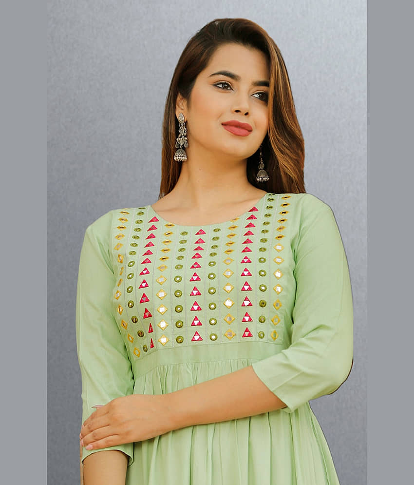CTMTEX - Orange Rayon Women's Anarkali Kurti ( Pack of 1 ) view 2