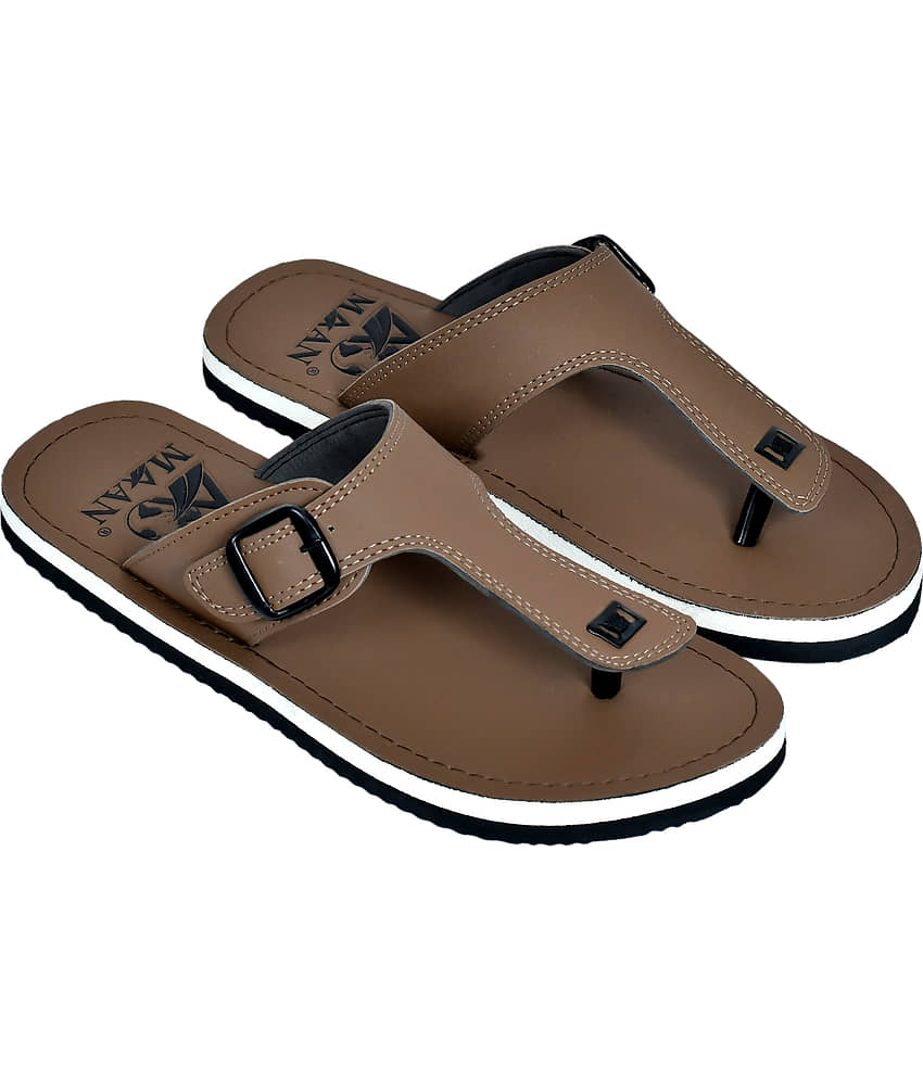 MAAN Brown Men's Thong Flip Flop view 2