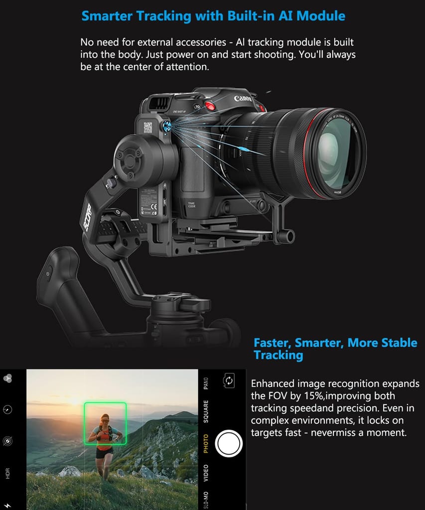 FeiyuTech SCORP 3 KIT Gimbal Stabilizer for DSLR and Mirrorless Camera,Built-in AI Tracking,Detachable Handle,3-Axis Gimbal for Sony/Canon/Nikon/Fujifilm, Max 7.721lbs,Touch Screen with Case view 2