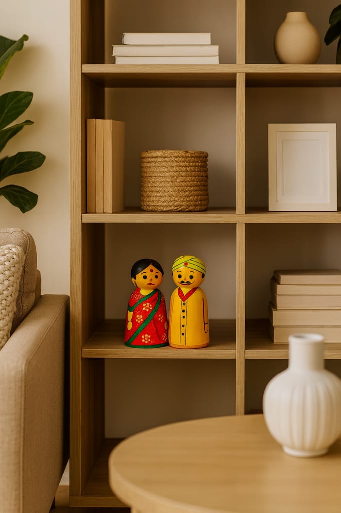 Handcrafted Traditional Indian Wooden Dolls Couple for Home Decor & Gifting view 2