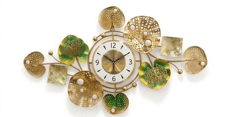 Contemporary Round Wall Clock with Metal Art Design | Stylish Home Décor Model view 2