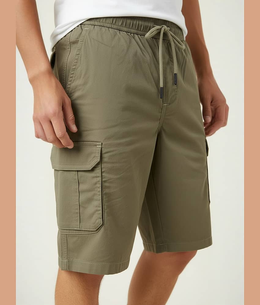 plounge Olive Cotton Blend Men's Shorts ( Pack of 1 ) view 2