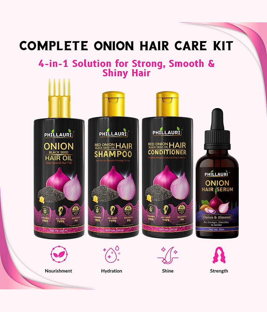 Red Onion & Black Seed Hair Smoothness Combo Shampoo Oil Conditioner Serum Kit view 2