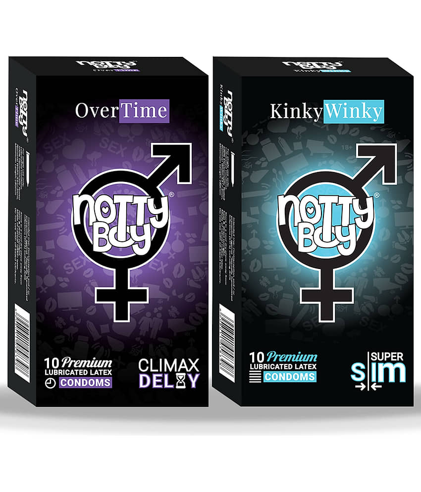 NottyBoy Extra Thin Super Slim and Extra Delay Condoms - 20 Units