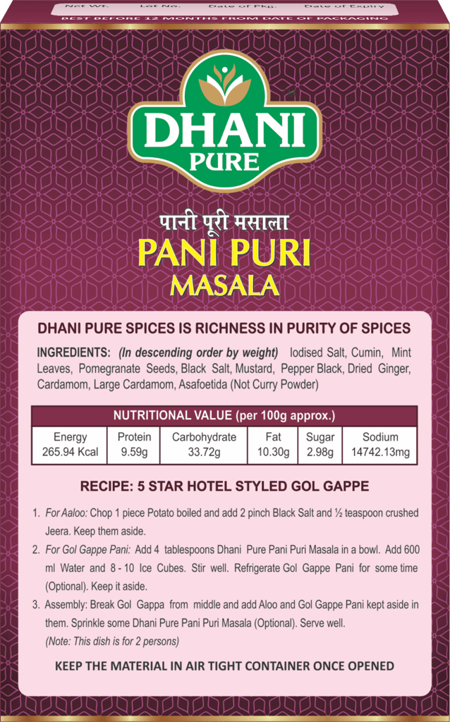 Dhani Pure Pani Puri Masala Box (MRP : RS. 10/- ONLY) view 2
