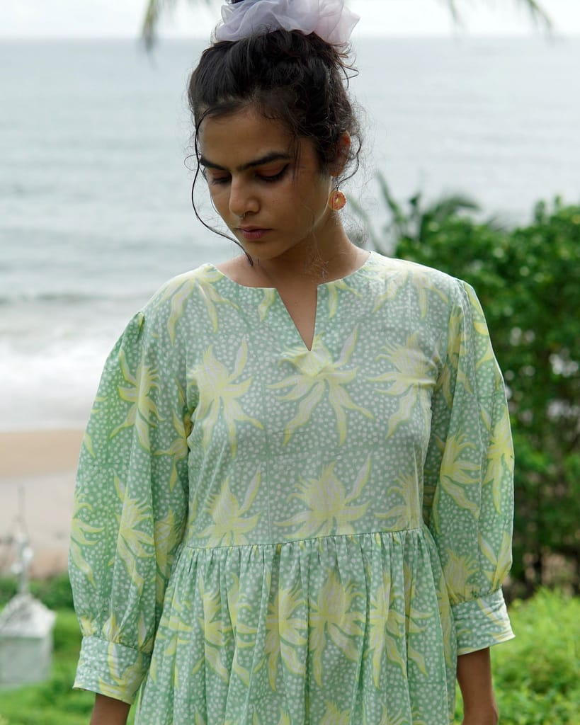Mellow Yellow Organic Cotton Modern dress by Aagaaz Jaipur view 2