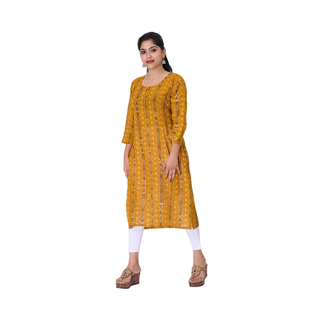 GUENDICHA HAAT Sambalpuri Certified Handloom Women's Pure Cotton Kurta view 2