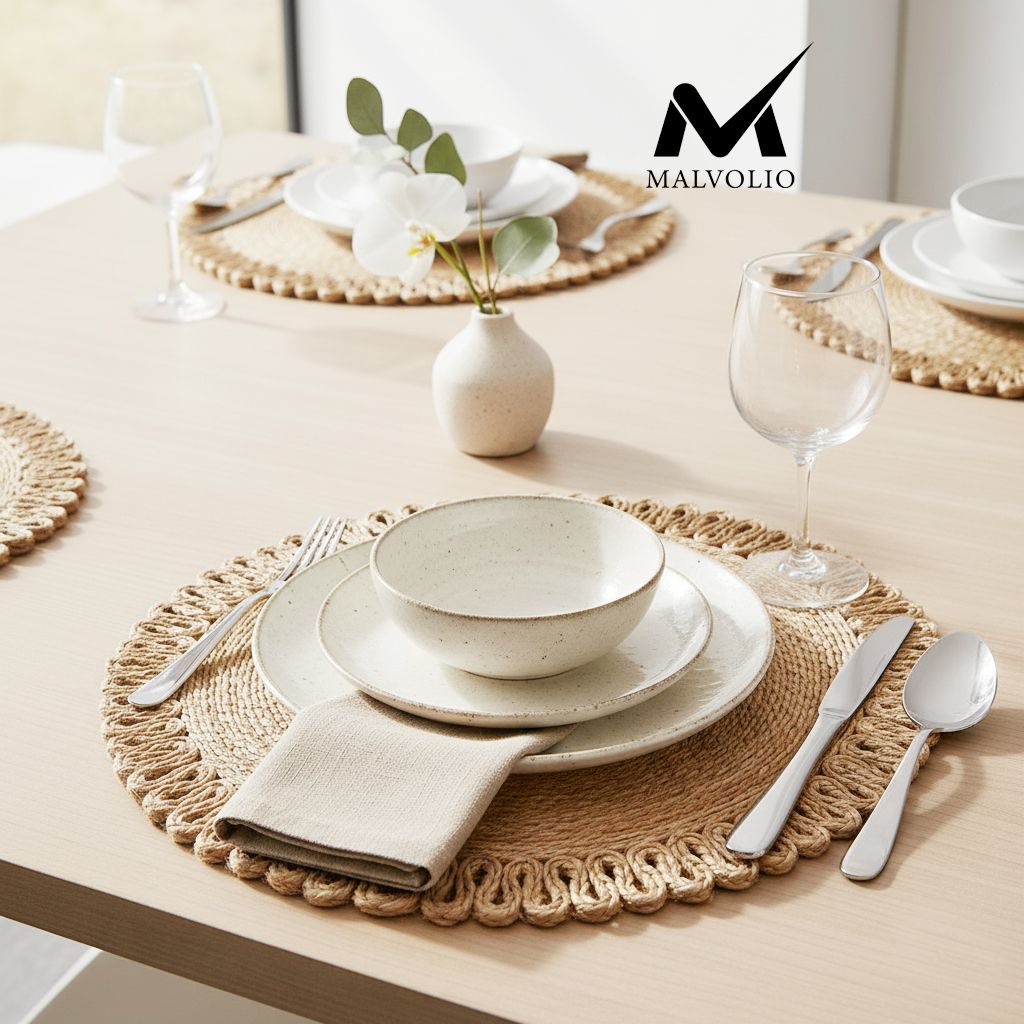 MALVOLIO Set of 1 Jute Dining Placemat 31 cm Or 12inch(Beige) view 2