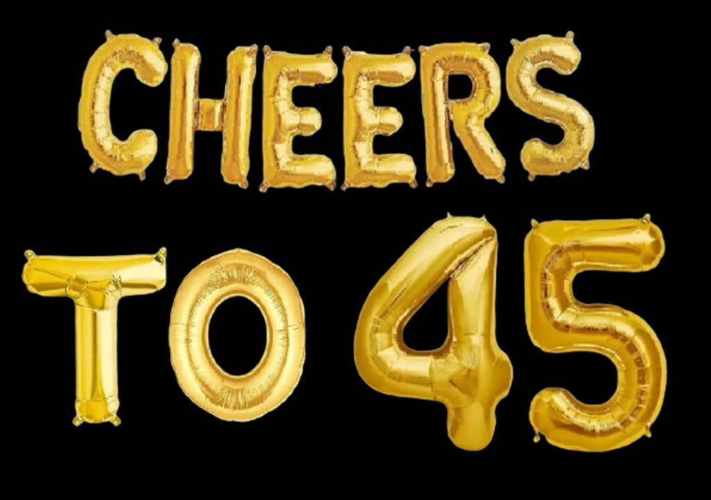 Partyzon Gold Cheers to Birthday Foil Balloon Combo Party Decoration for Anniversary Celebration 16 Inches view 2