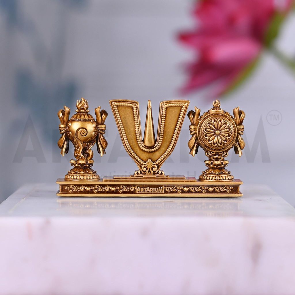 Artarium Vaishnav Tilak | Sankh Chakra Tilak of Lord Vishnu for Home, Temple & Office | Material- Resin & Marble Dust | Pack-1 view 2