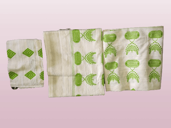 Cotton with Eri silk Mekhela Chadar. view 2