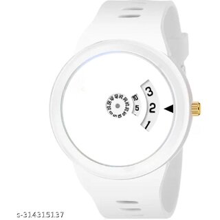 HRV White Fancy Hands Round Pu Boy and Men Watch view 2