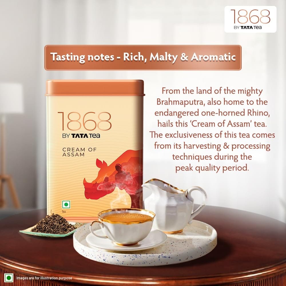 1868 by Tata Tea Cream of Assam | 100g | Assam Black Tea | Premium Tea with Aromatic, Rich & Malty Notes view 2
