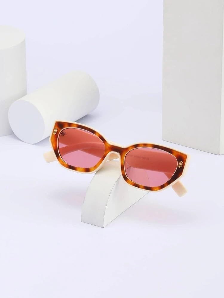Eyenaks Designer Cat Eye Sunglass For Women | UV400 Protection | Stone Pattern | Durable Metal Hinges | Pack of 1 (Pink) view 2
