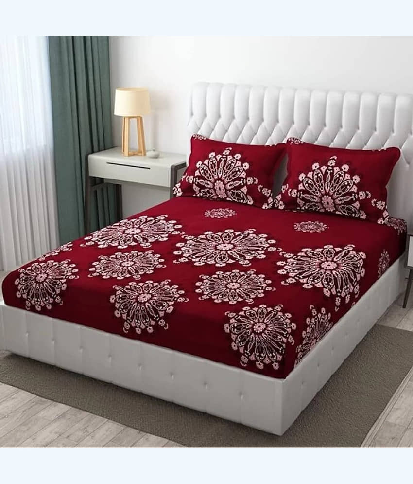 kids wonders Microfibre 1 King Fitted Bedsheet with 2 Pillow Covers ( 200 cm x 182 cm ) , Multi