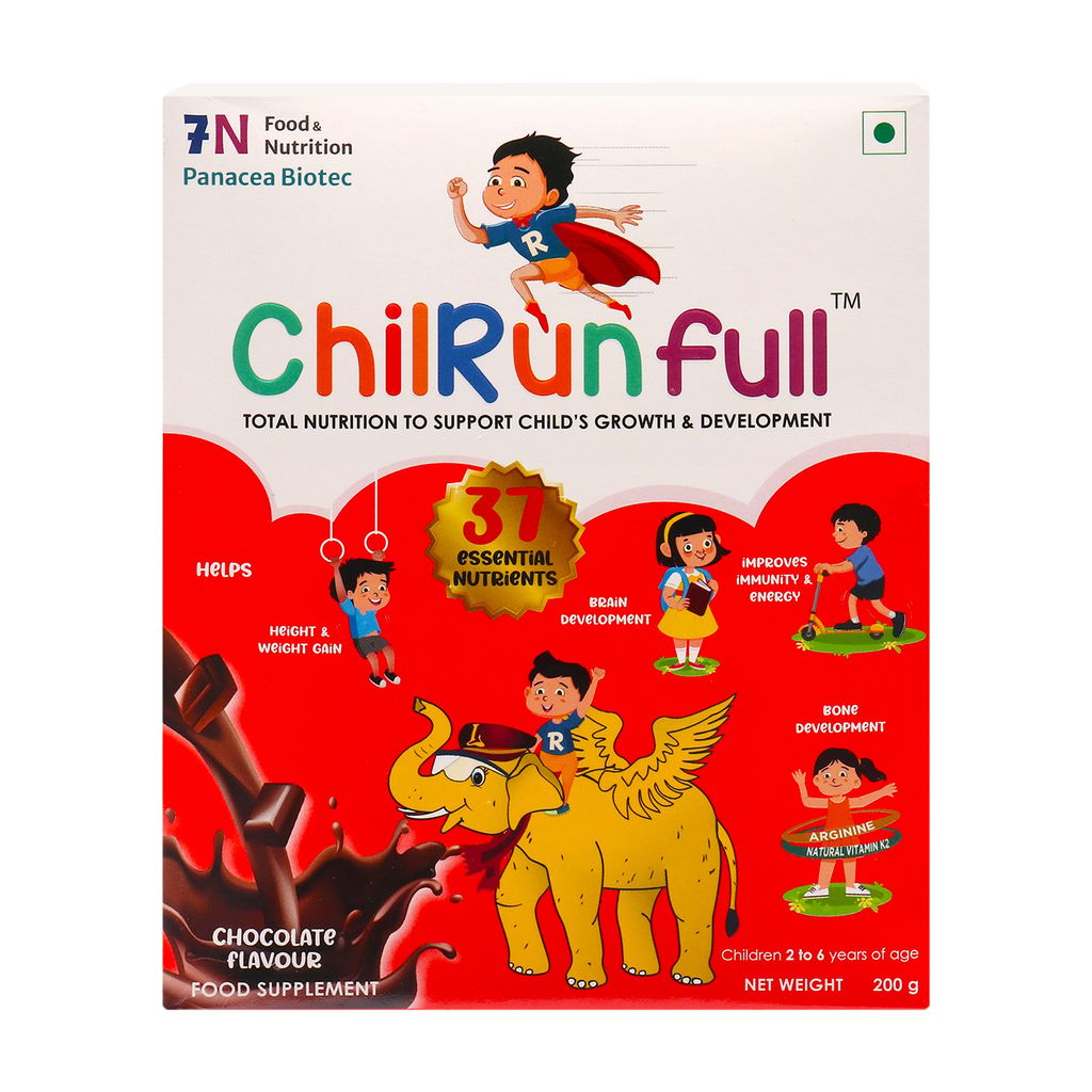 ChilRun Full 2+, Health and Nutrition Drink, Chocolate, 200g, Box. Total Nutrition For Children’s Growth, Supports Weight & Height Gain, Immune Function & Brain Development.