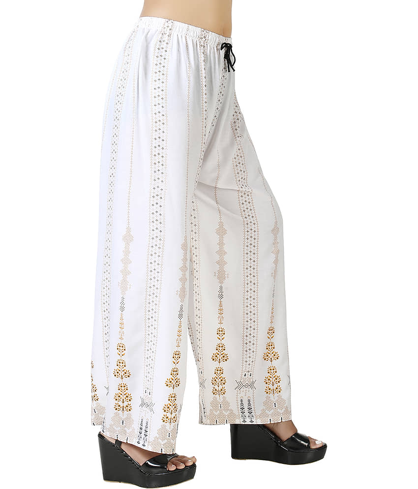 lasafiya Pack of 2 Rayon Straight Women's Palazzos ( White ) view 2