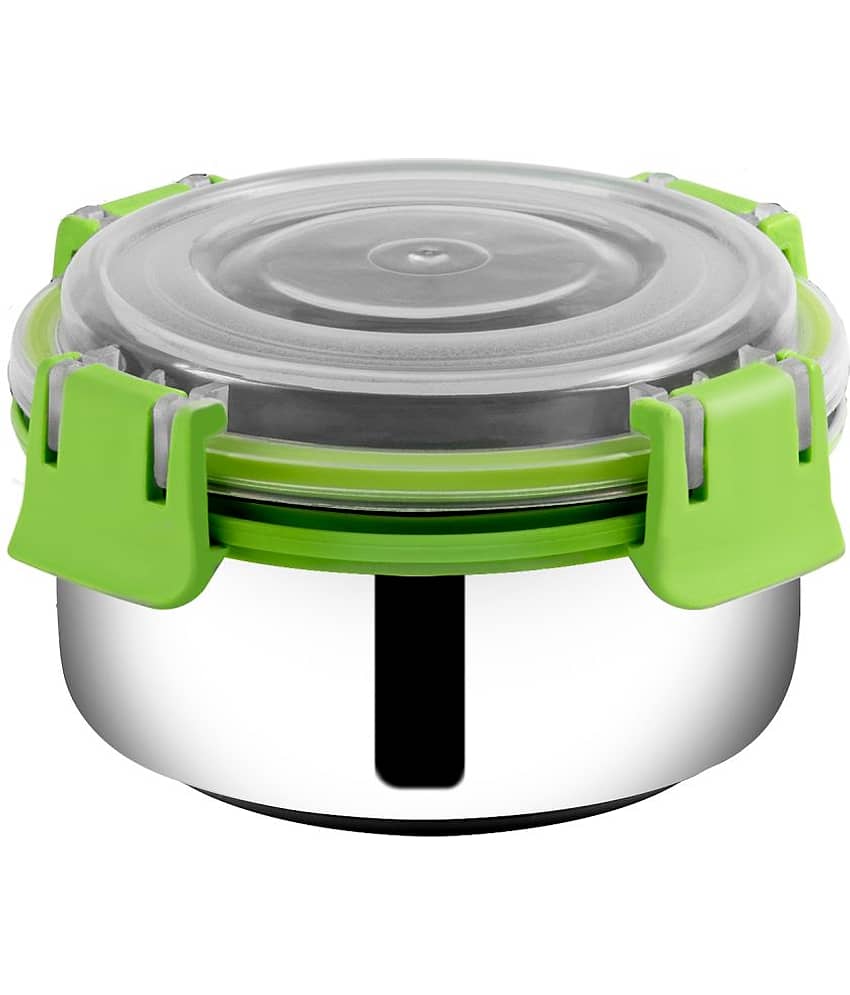 BOWLMAN Smart Clip Lock Premium Steel Green Food Container ( Set of 3 - 350mL each ) view 2