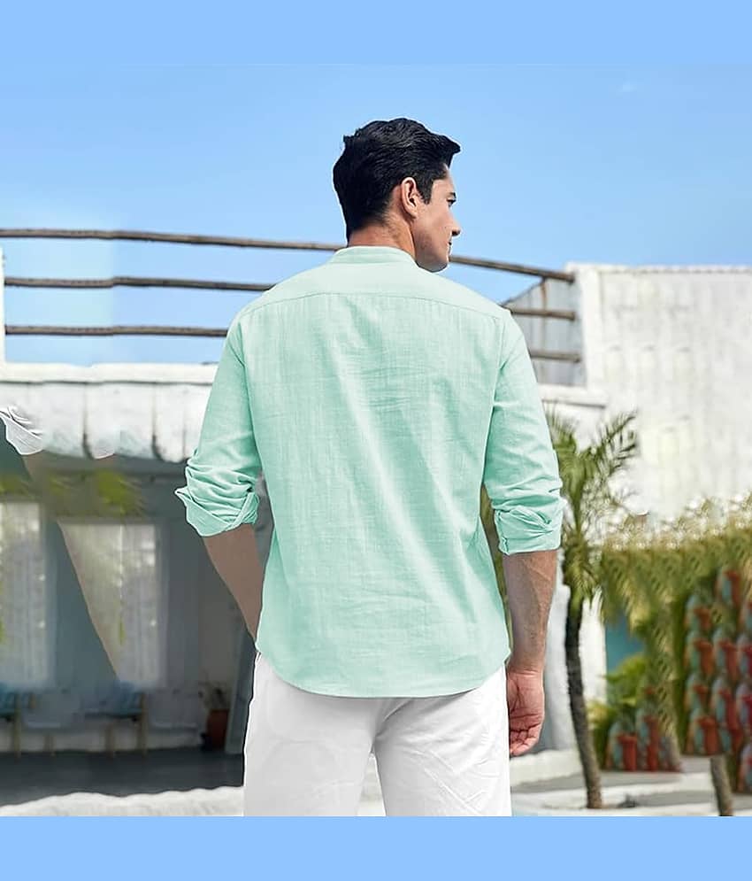 UNI VIBE Light Blue Cotton Men's Shirt Style Kurta ( Pack of 1 ) view 2