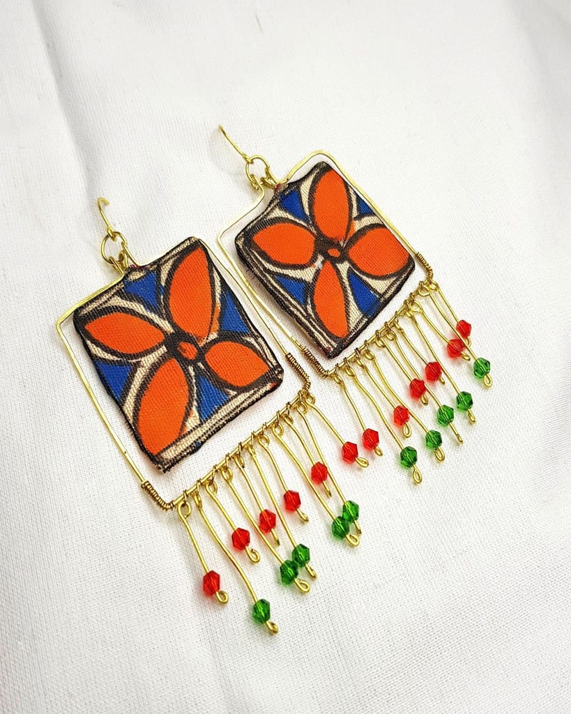 Mithila Tales Palash Upcycled Handmade Earrings view 2